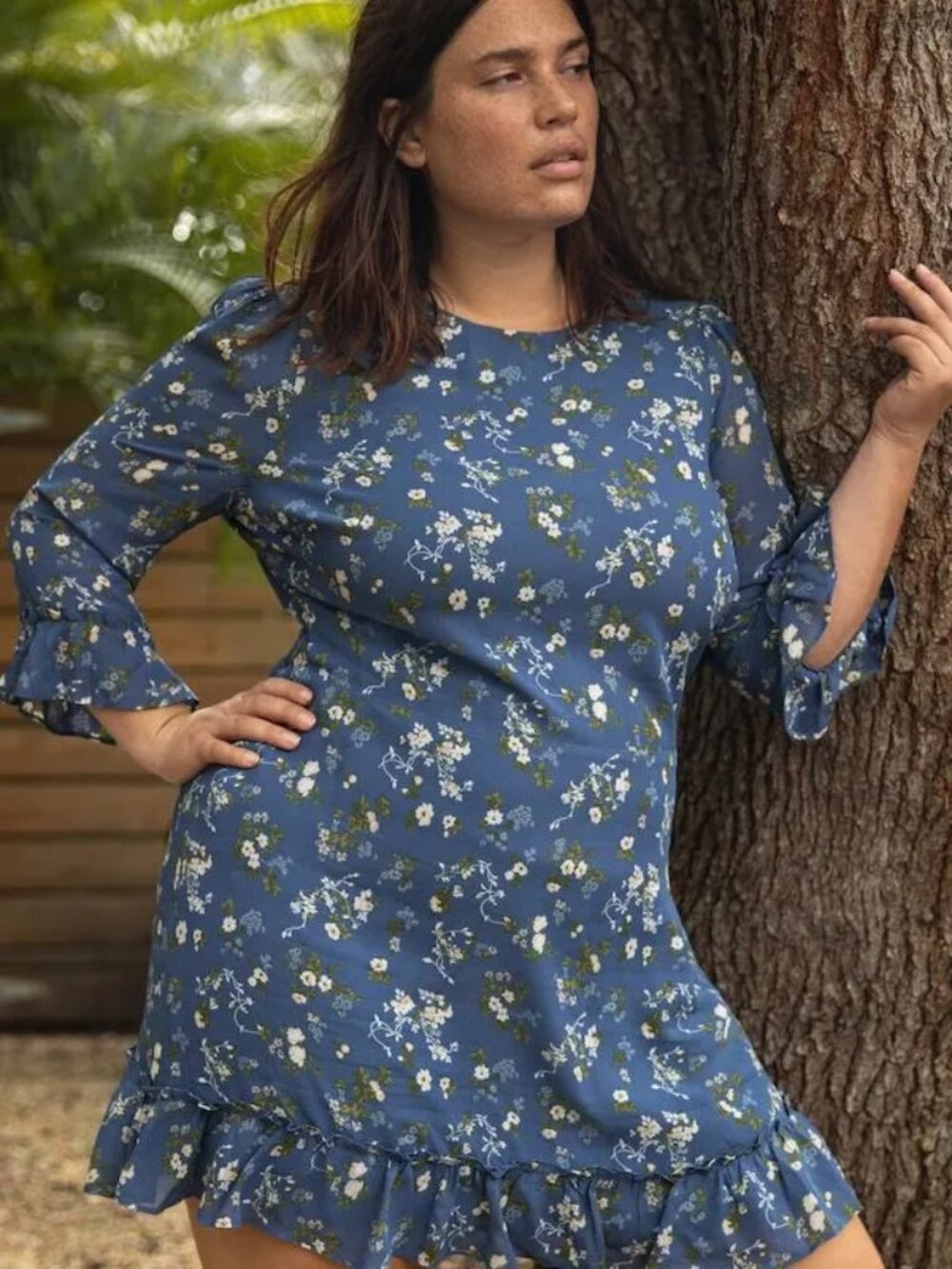 Reformation Doutzen Dress Size 16 Avery Blue Floral  Cottagecore Mini